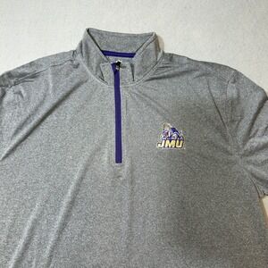 Vansport JMU Dukes James Madison University Quarter Zip Pullover Gray Mens LG